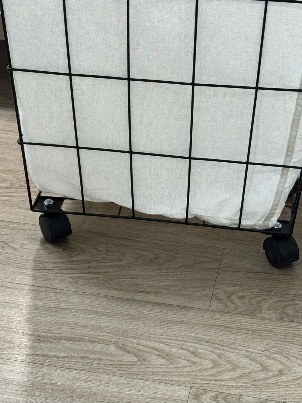 NWT Rae Dunn “Laundry” Rectangular Blk Wire Laundry Basket Hamper Cart w/Wheels
